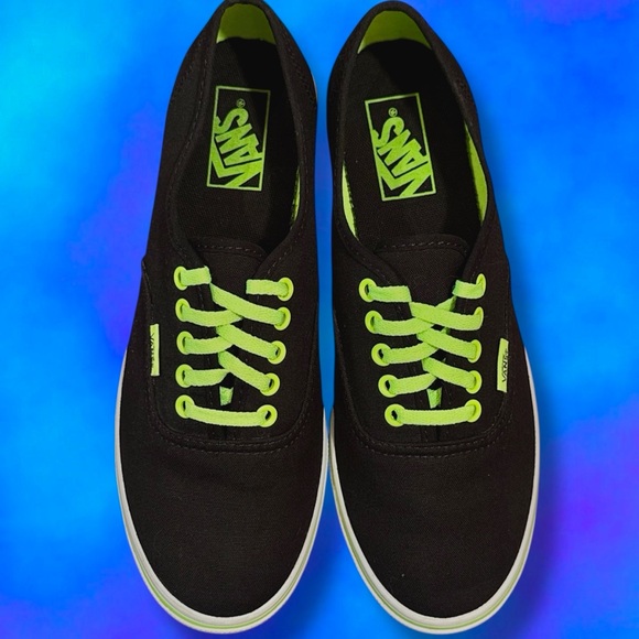 Vans Black with Neon Green Accents Shoes - Picture 5 of 10